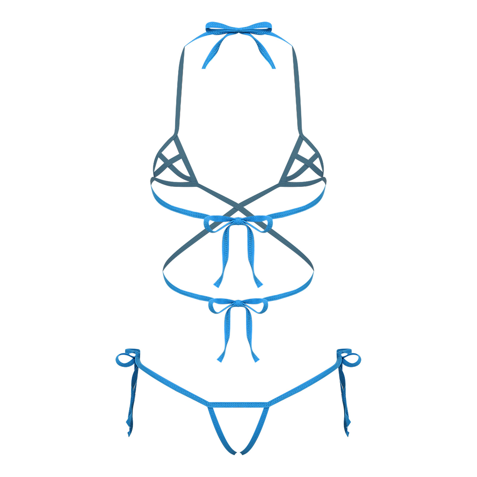 Lace Bralette Set - 여성 란제리 시스루 비키니 수영복 세트
