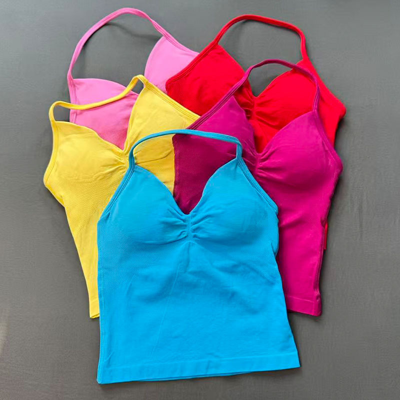 T Shirt Bra Seamless - 여성 요가 스포츠 브라 심리스 탱크탑