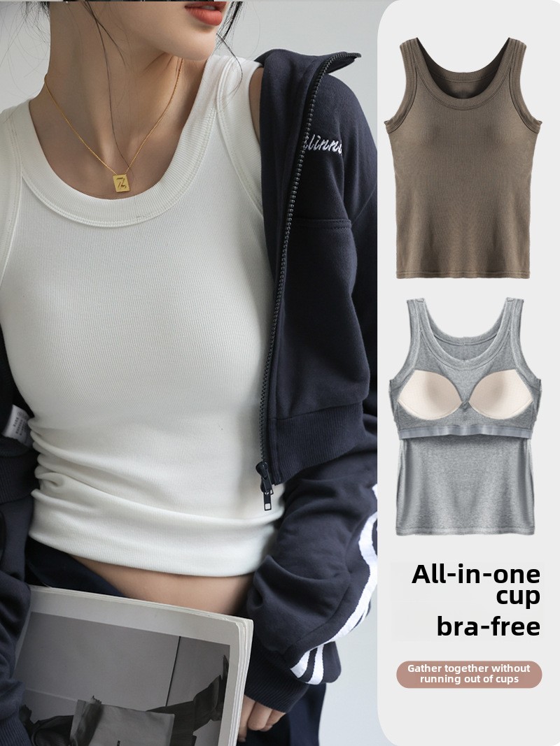 T Shirt Bra Seamless - 여성용 매끄러운 모달 리브 탱크 탑