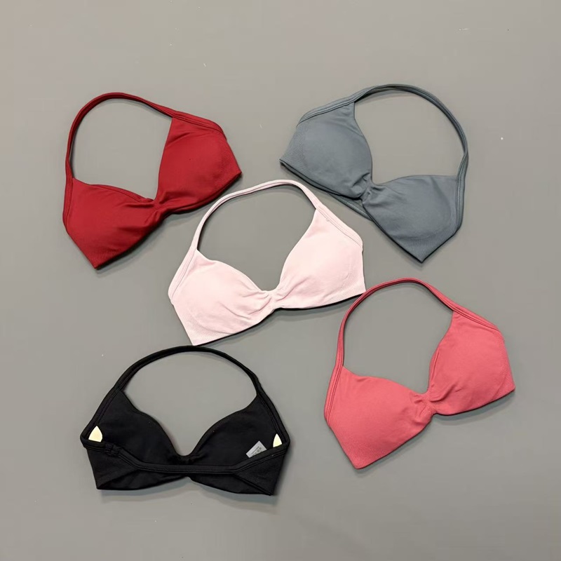 Sports Bra Racerback - 여성용 홀터 스포츠 브라 V넥 패드