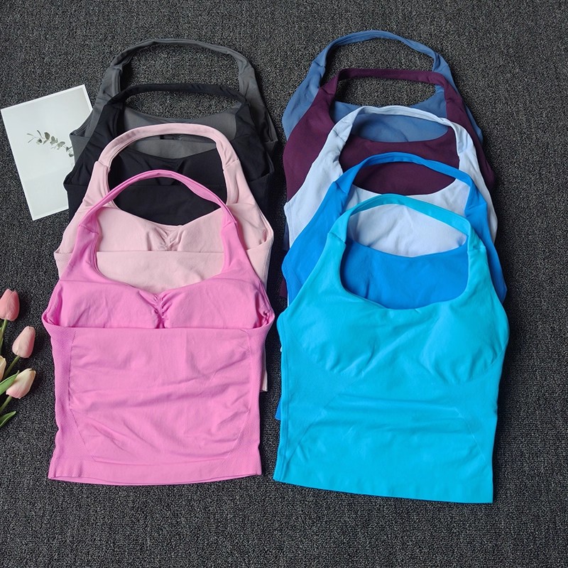 여성용 심리스 홀터넥 스포츠 베스트 요가 백리스 행잉넥 - T Shirt Bra Seamless 리뷰 및 가격