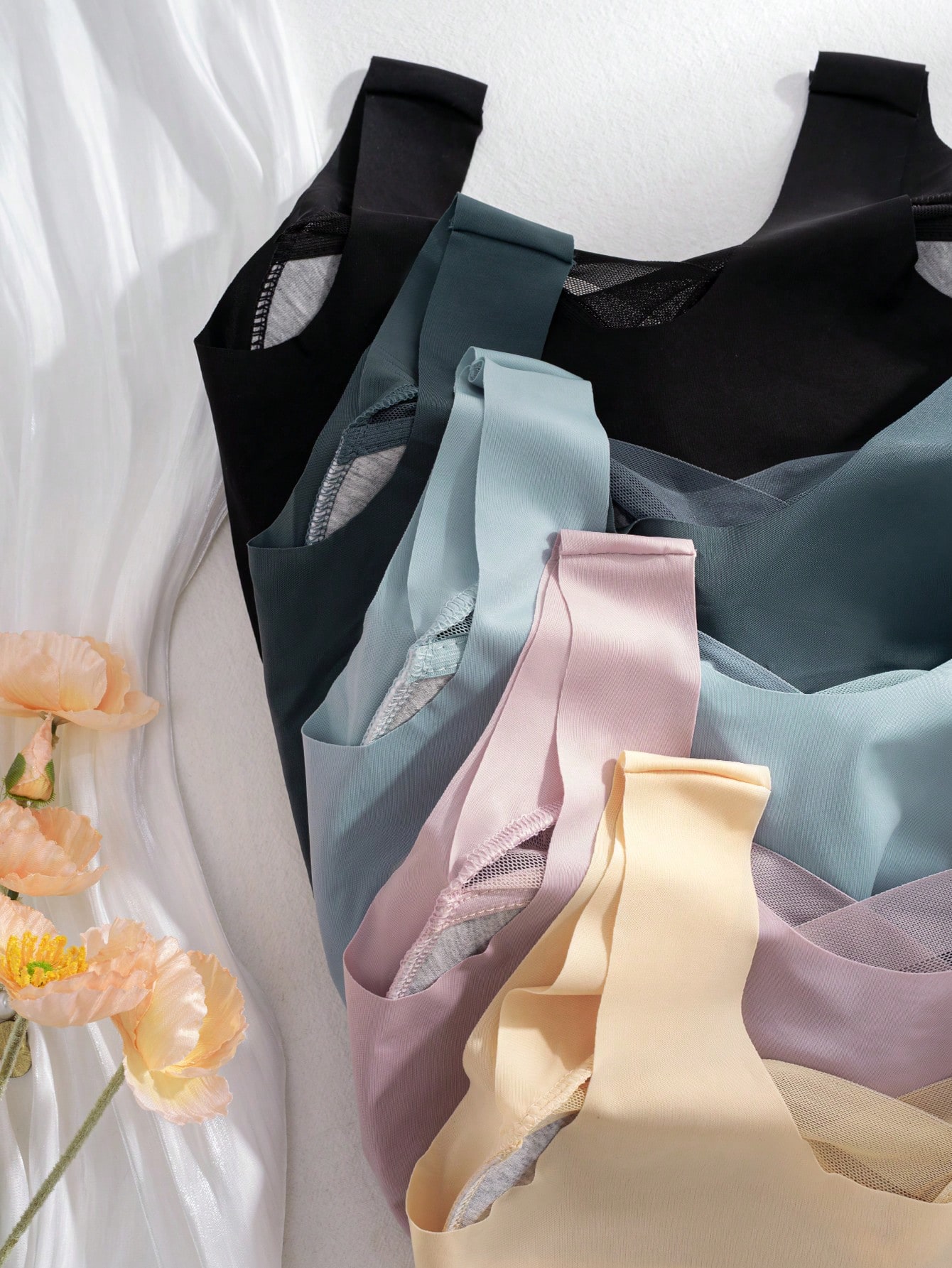 5pcs 여성용 심리스 아이스 실크 무선 브라, V넥  - Sleep Bra Bralette 리뷰 및 가격