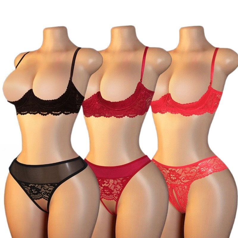 섹시한 여성용 레이스 컷아웃 란제리 세트, 야한 1/4 - Lace Bralette Set 리뷰 및 가격
