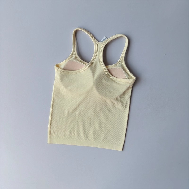 여름 여성 요가 캐미솔 스포츠 베스트 솔리드 리브드 탱 - T Shirt Bra Seamless 리뷰 및 가격