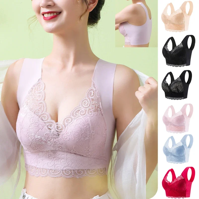 1pcs 얼음 실크 원활한 레이스 브래지어 탑 지원 속 - Sleep Bra Bralette 리뷰 및 가격